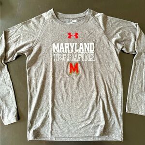 UA Maryland Terrapins Long Sleeve Loose fitting Heatgear Sz YLg